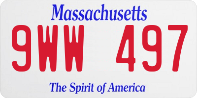 MA license plate 9WW497