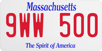 MA license plate 9WW500
