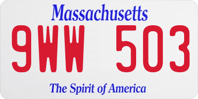 MA license plate 9WW503