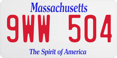 MA license plate 9WW504
