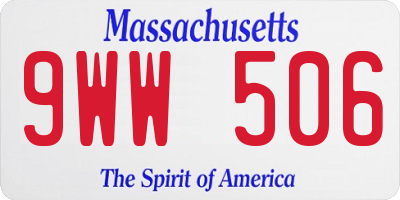 MA license plate 9WW506