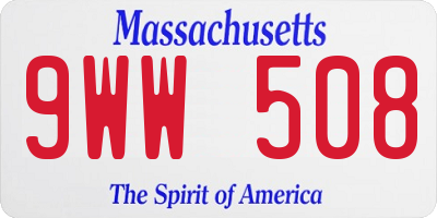 MA license plate 9WW508
