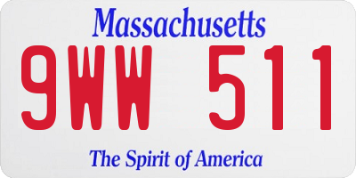 MA license plate 9WW511