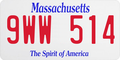 MA license plate 9WW514