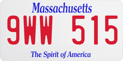 MA license plate 9WW515