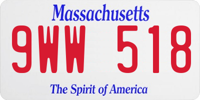 MA license plate 9WW518