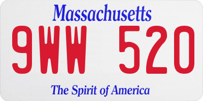 MA license plate 9WW520