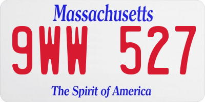 MA license plate 9WW527