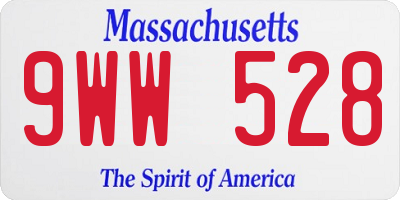 MA license plate 9WW528