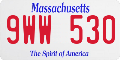 MA license plate 9WW530