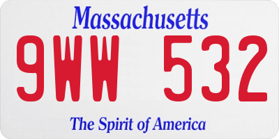 MA license plate 9WW532