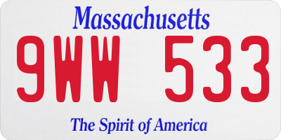 MA license plate 9WW533