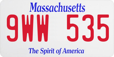 MA license plate 9WW535