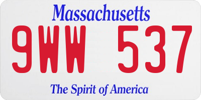 MA license plate 9WW537