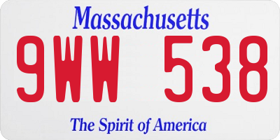 MA license plate 9WW538
