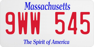 MA license plate 9WW545