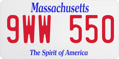 MA license plate 9WW550