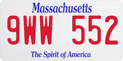 MA license plate 9WW552