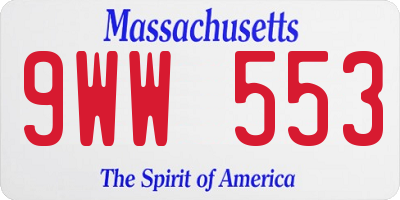 MA license plate 9WW553