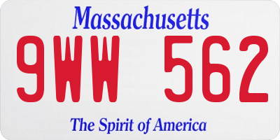MA license plate 9WW562
