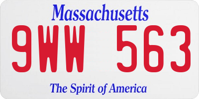 MA license plate 9WW563