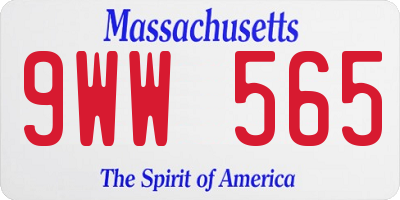 MA license plate 9WW565