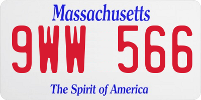 MA license plate 9WW566