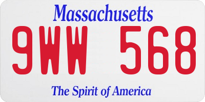 MA license plate 9WW568