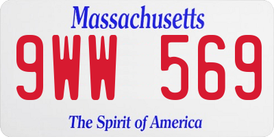 MA license plate 9WW569
