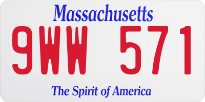 MA license plate 9WW571