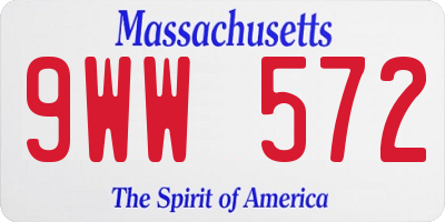 MA license plate 9WW572