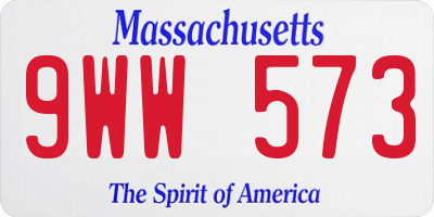 MA license plate 9WW573