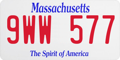 MA license plate 9WW577
