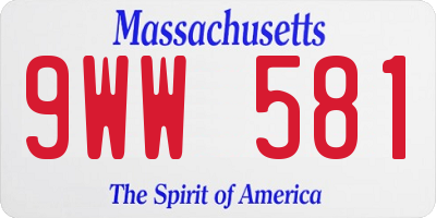 MA license plate 9WW581