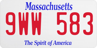 MA license plate 9WW583