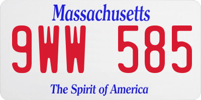 MA license plate 9WW585