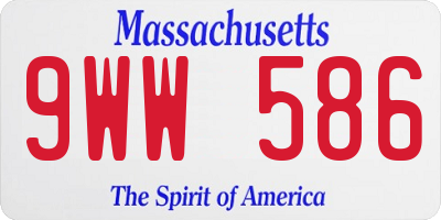 MA license plate 9WW586