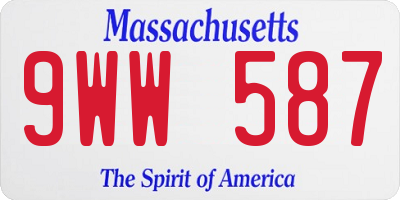 MA license plate 9WW587