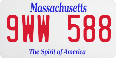 MA license plate 9WW588