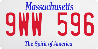 MA license plate 9WW596