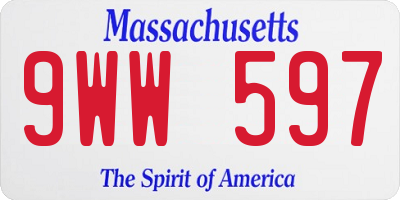 MA license plate 9WW597