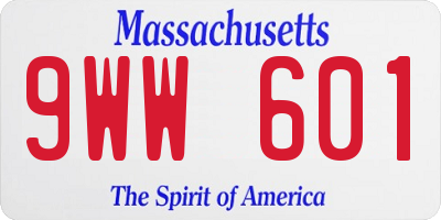 MA license plate 9WW601