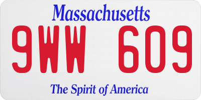 MA license plate 9WW609