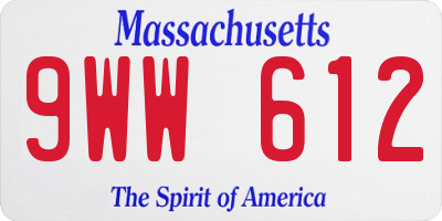 MA license plate 9WW612