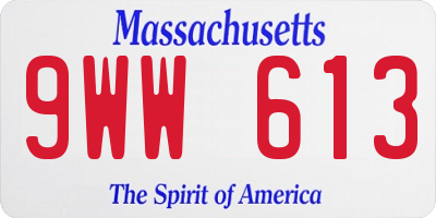 MA license plate 9WW613