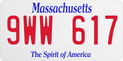 MA license plate 9WW617