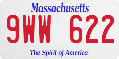 MA license plate 9WW622