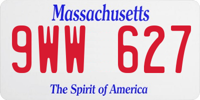 MA license plate 9WW627