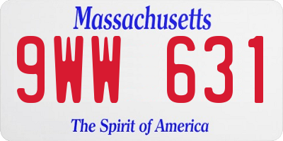 MA license plate 9WW631