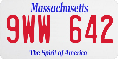 MA license plate 9WW642